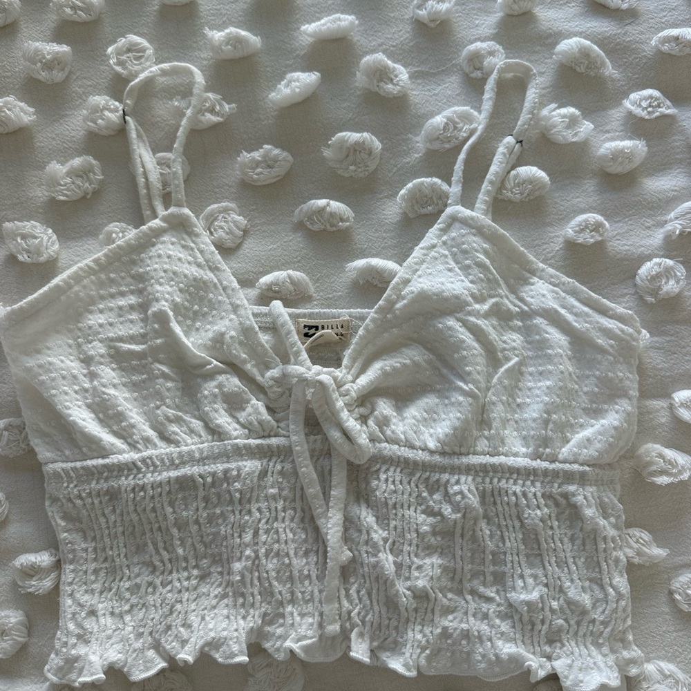 Billabong White Textured Crop Top
